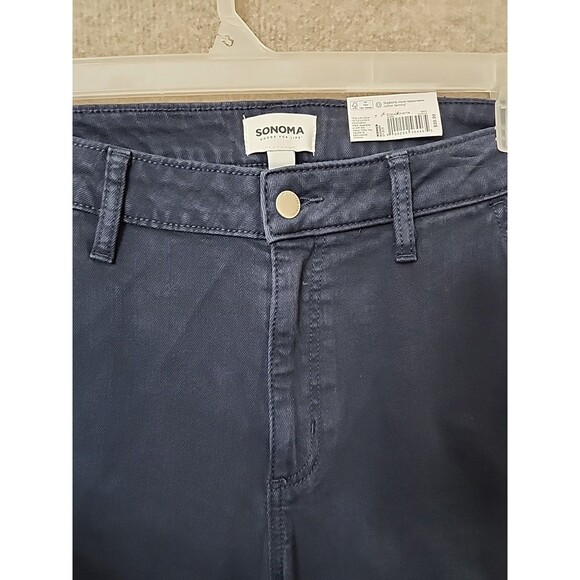 Sonoma Wide Leg Cropped Jeans Womens 14 Blue Dark Wash Stretch NEW - Picture 4 of 10